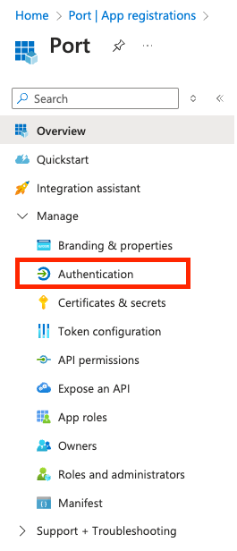 Azure navigation bar authentication
