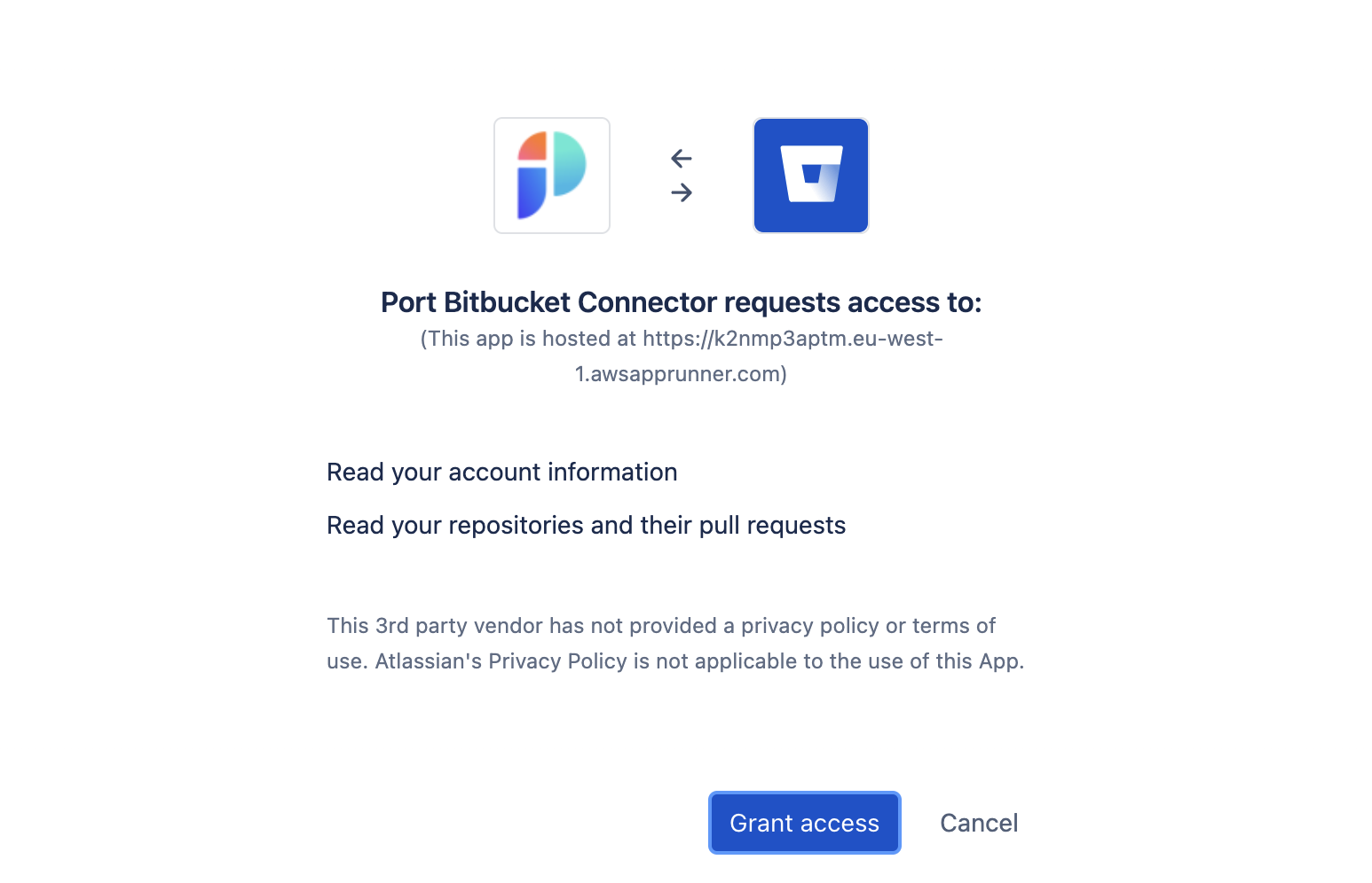 Bitbucket app installation choose repositories